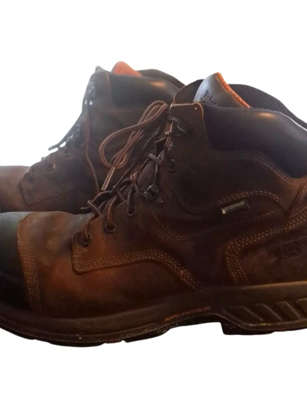 Timberland Pro Mens Brown Leather Waterproof Steel Toe Work Boots Size 12W*SH8
